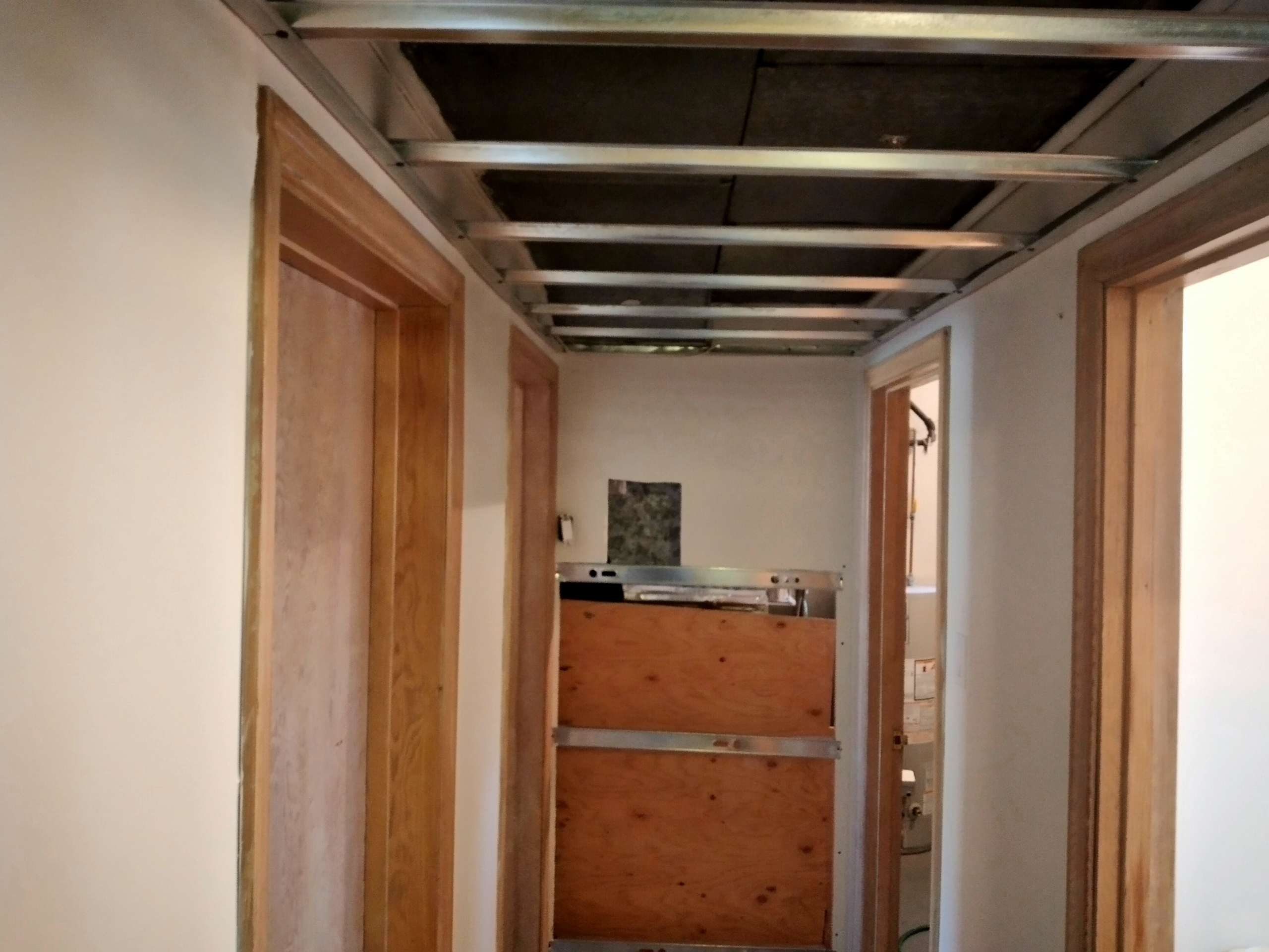 Ceiling framed out of metal.